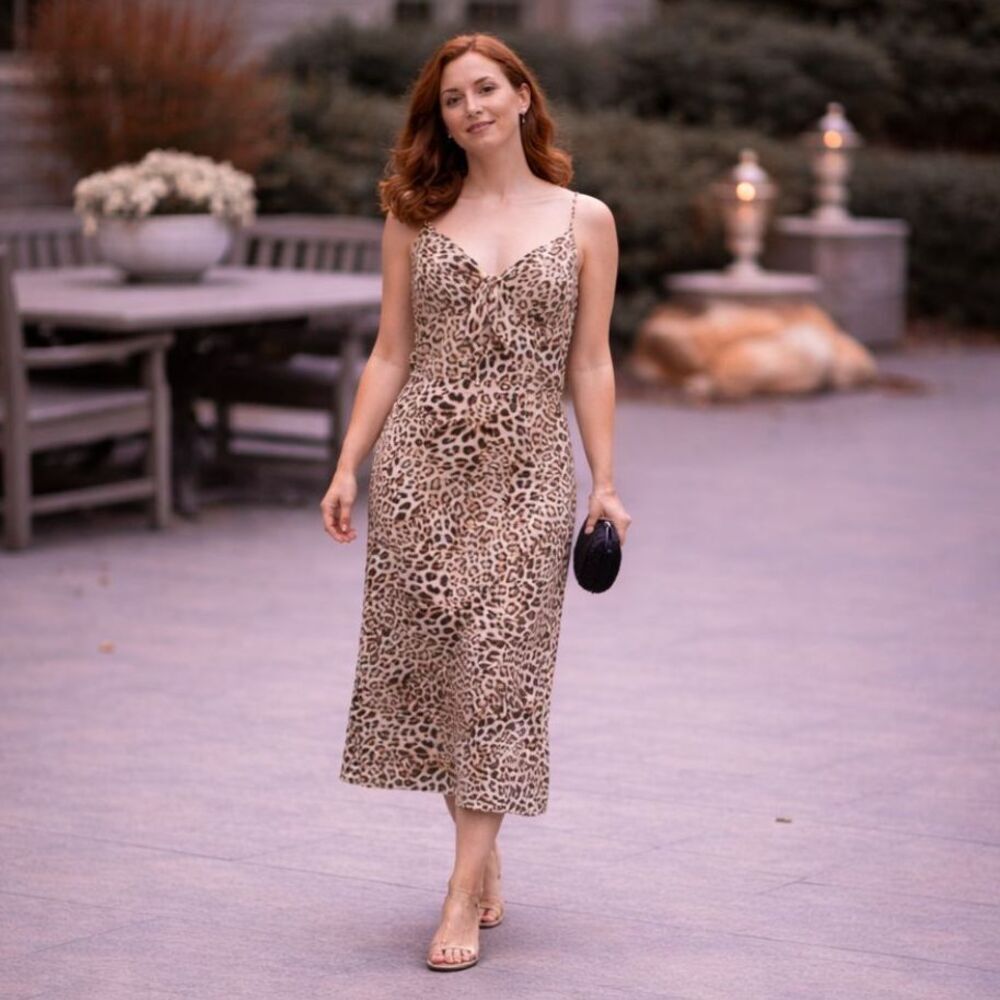 Trixxi Leopard Animal Print Maxi Dress Size M Adjustable Straps Sexy Chic